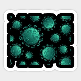 Green coronavirus bacteria pattern Sticker